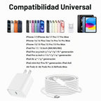 Cargador rápido para iPhone 17 16 15 de 10 pies, cargador de 20 W p...