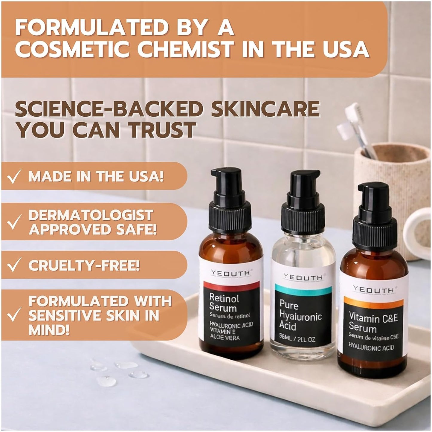 YEOUTH Set de cuidado de la piel: suero de retinol para cara, vitam...