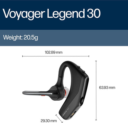 Poly Voyager Legend 30 - Auriculares Bluetooth con micrófono - Boom discreto y 4 micrófonos con cancelación de ruido - Tecnología WindSmart - Comodidad durante todo el día - Conectividad perfecta