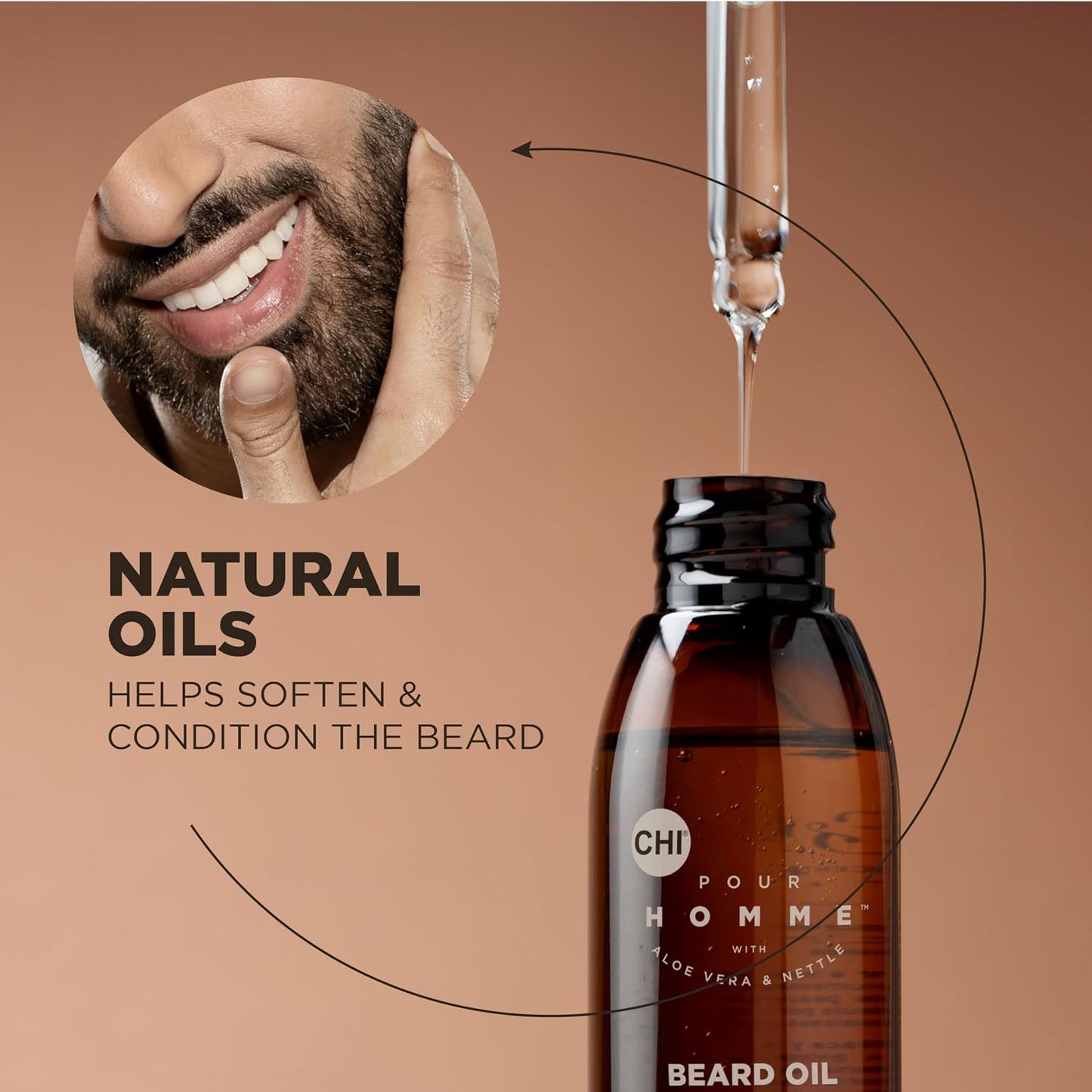 CHI Pour Homme Aceite para barba para hombres, suaviza y suaviza el...