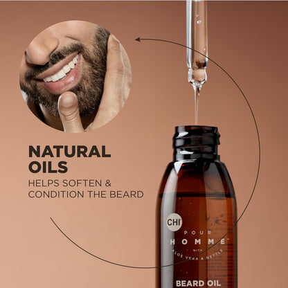 CHI Pour Homme Aceite para barba para hombres, suaviza y suaviza el...