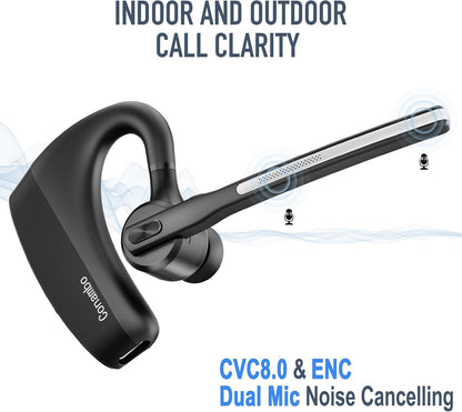 Conambo Auriculares Bluetooth 5.2 con CVC8.0 Dual Mic Cancelación de Ruido Auricular Bluetooth 16Hrs Talktime Auriculares Inalámbricos para Camión Conductor iPhone Android Teléfonos Celulares