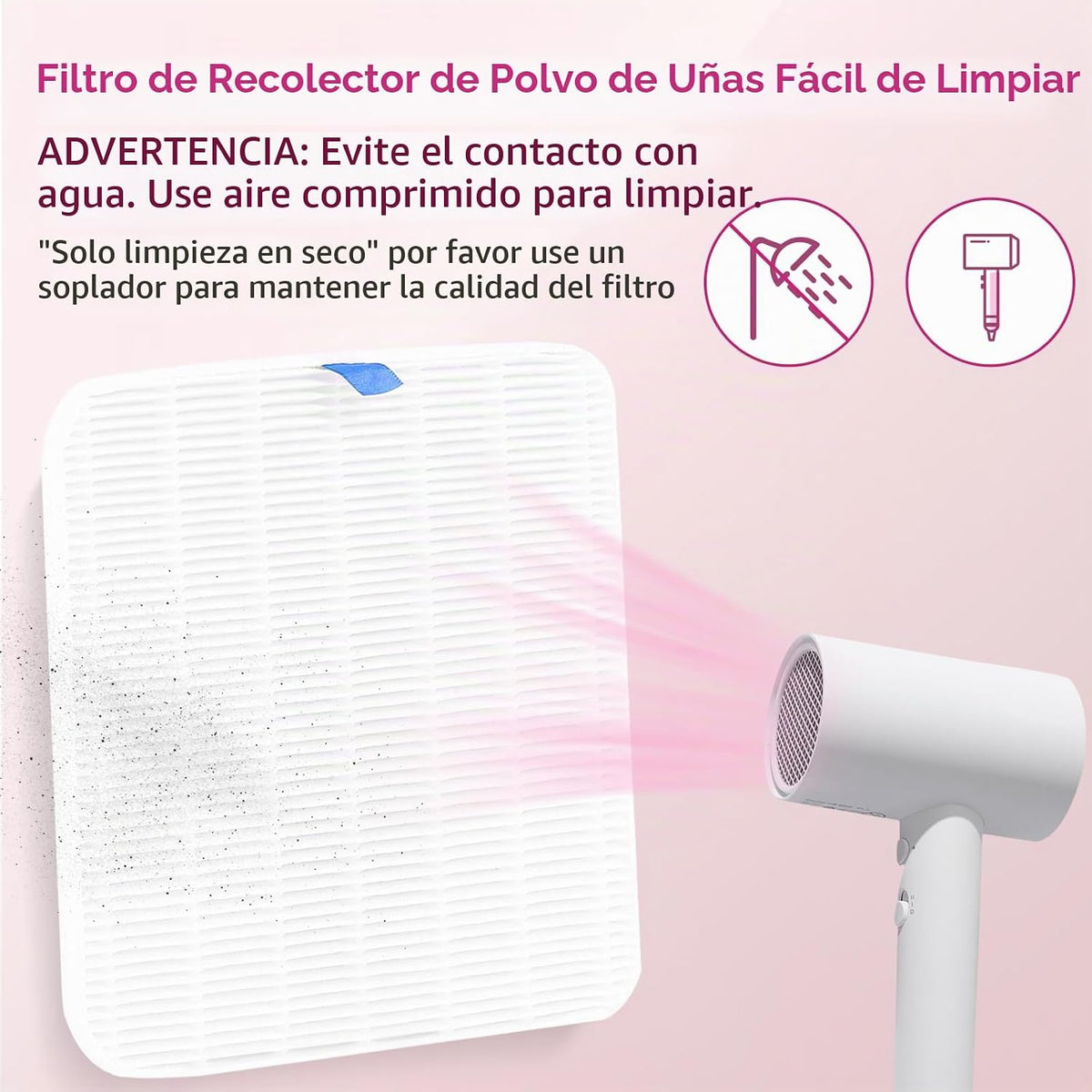 Makartt Filtro colector de polvo de uñas, filtro de repuesto reutil...