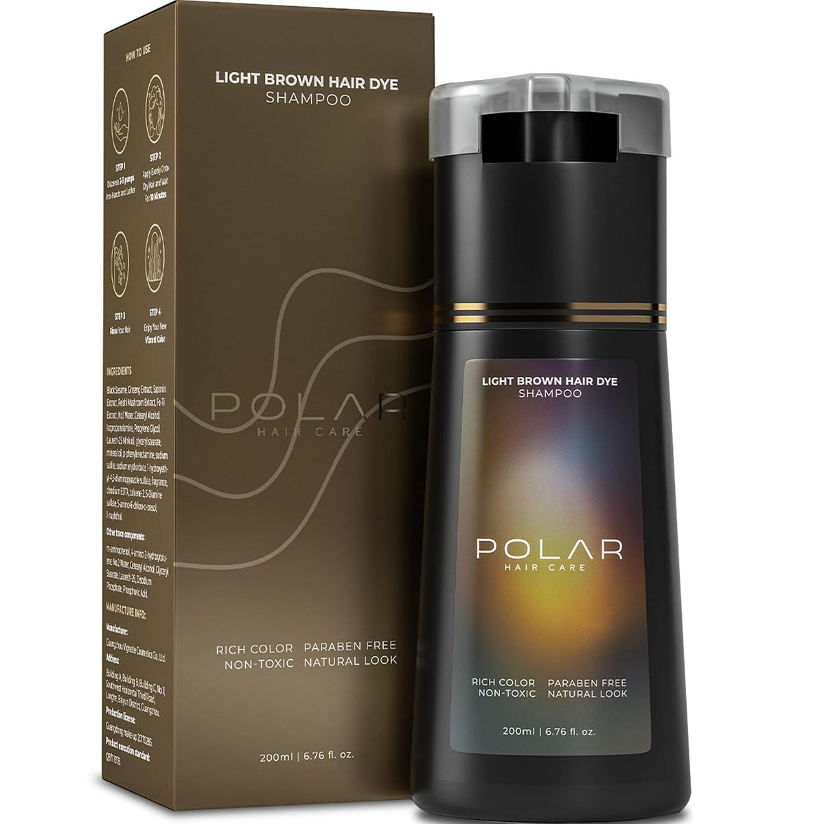 Champú de tinte polar para el cabello | Champú de color marrón clar...