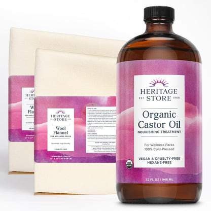 HERITAGE STORE Kit de envoltura de aceite de ricino orgánico, paque...
