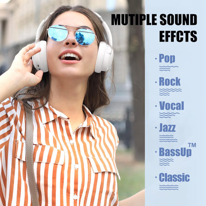 BERIBES Auriculares Bluetooth sobre la oreja, tiempo de reproducció...