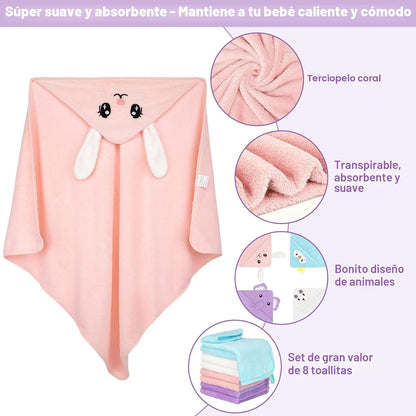 CandyHome Juego de 12 toallas de baño para bebés y niños pequeños,...
