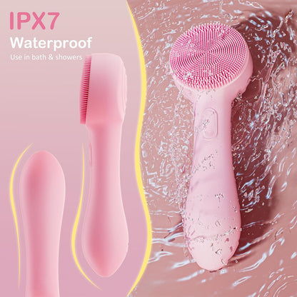 Cepillo de limpieza facial de silicona, limpiador facial impermeabl...