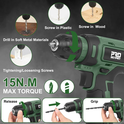 Prostormer - Juego de herramientas con taladro inalámbrico de 8V, k...