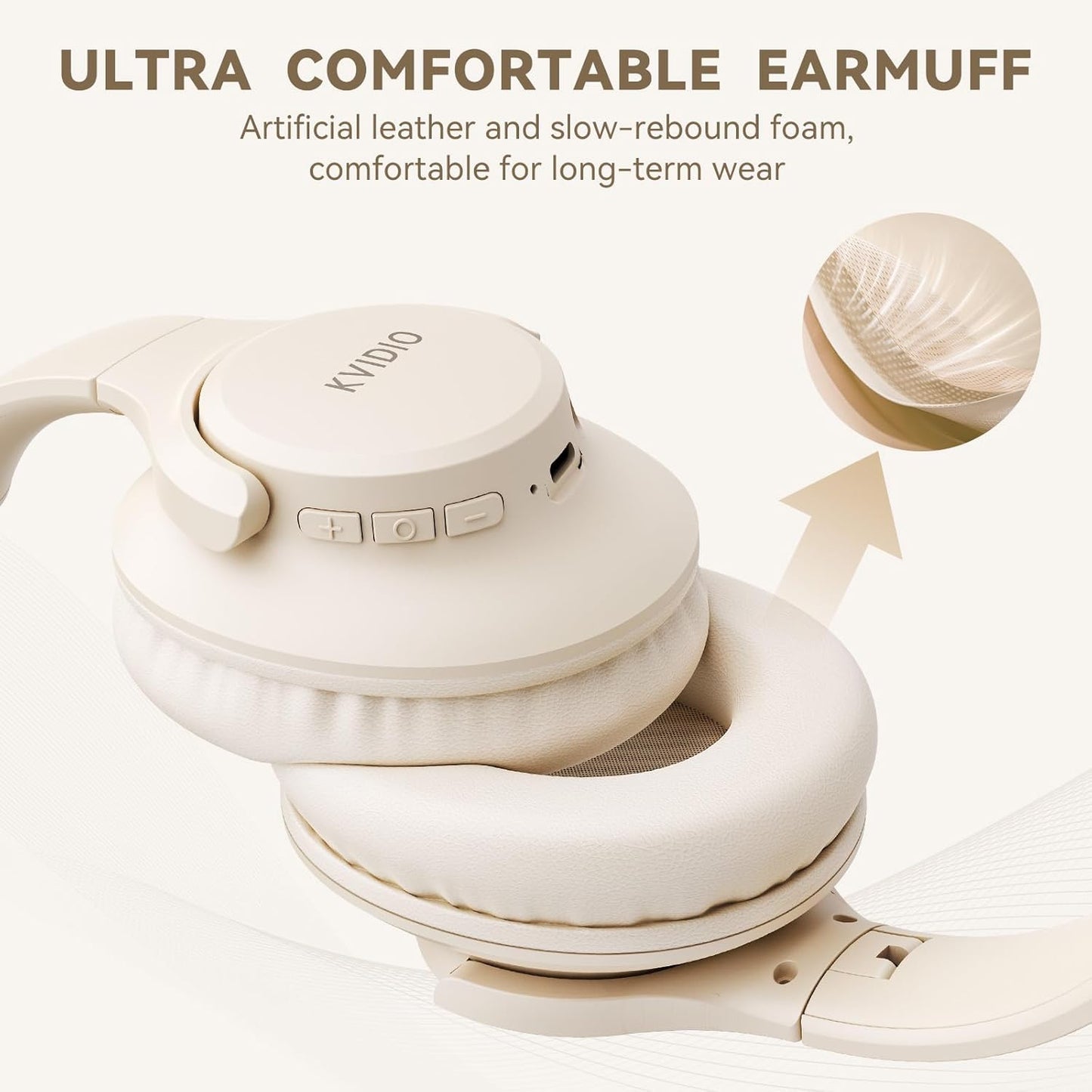 KVIDIO Auriculares Bluetooth sobre la oreja, 65 horas de reproducci...