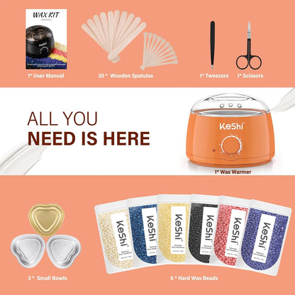 Kit de depilación KeShi, calentador de cera para depilación sin dol...