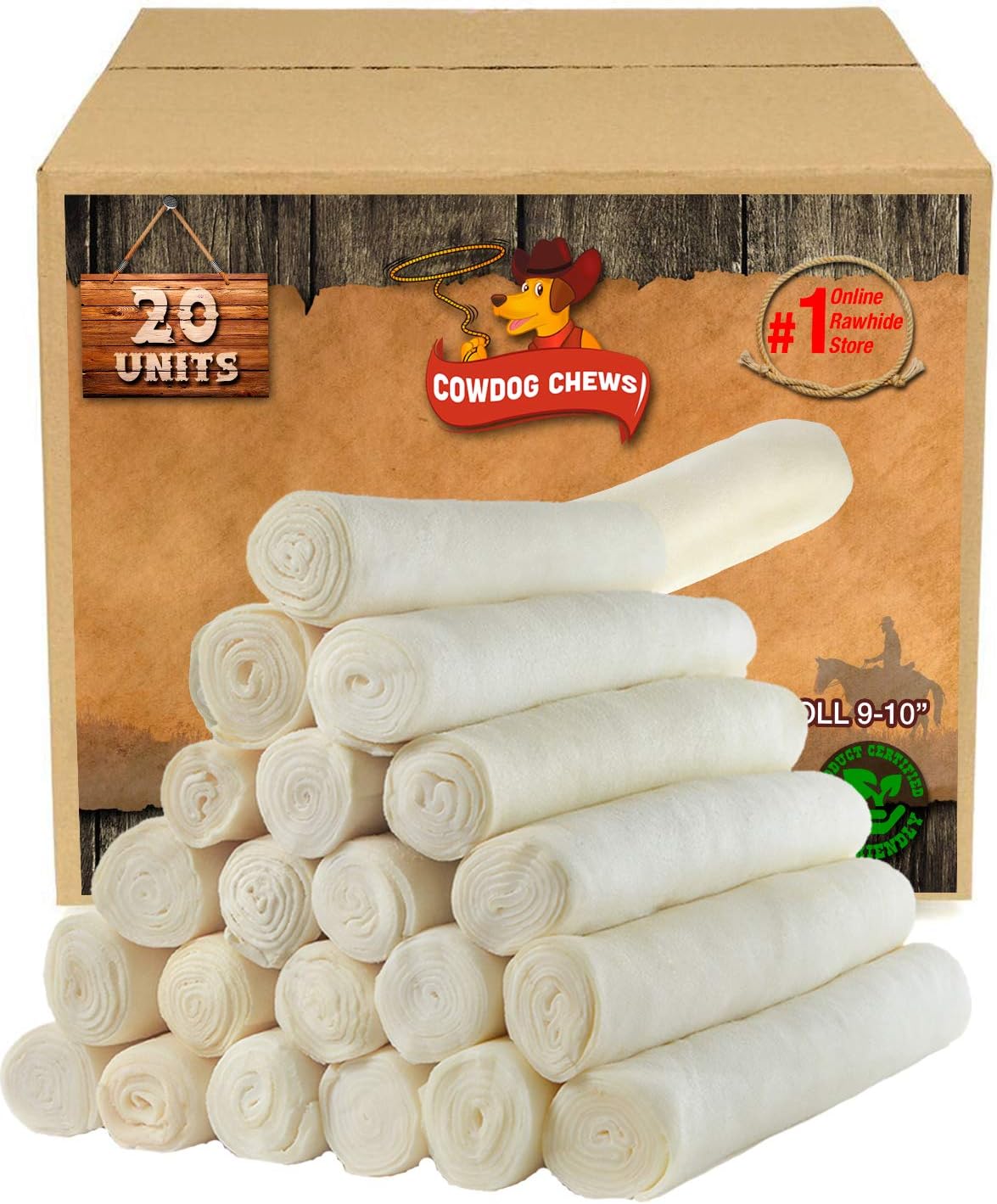 Cowdog Chews Rollo Retriever de 9 a 10 pulgadas, producto de cuero...