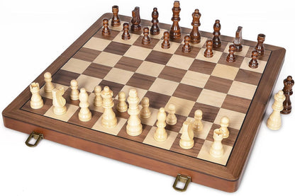 ELONGDI Juego de ajedrez de madera de 15" con piezas magnéticas...