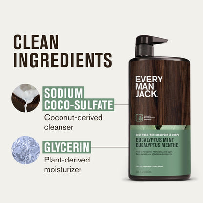 Every Man Jack Eucalyptus Mint - Gel de baño hidratante para hombre...