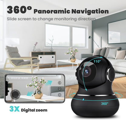 litokam Cámara interior 2K, 360 cámaras de seguridad para el hogar...