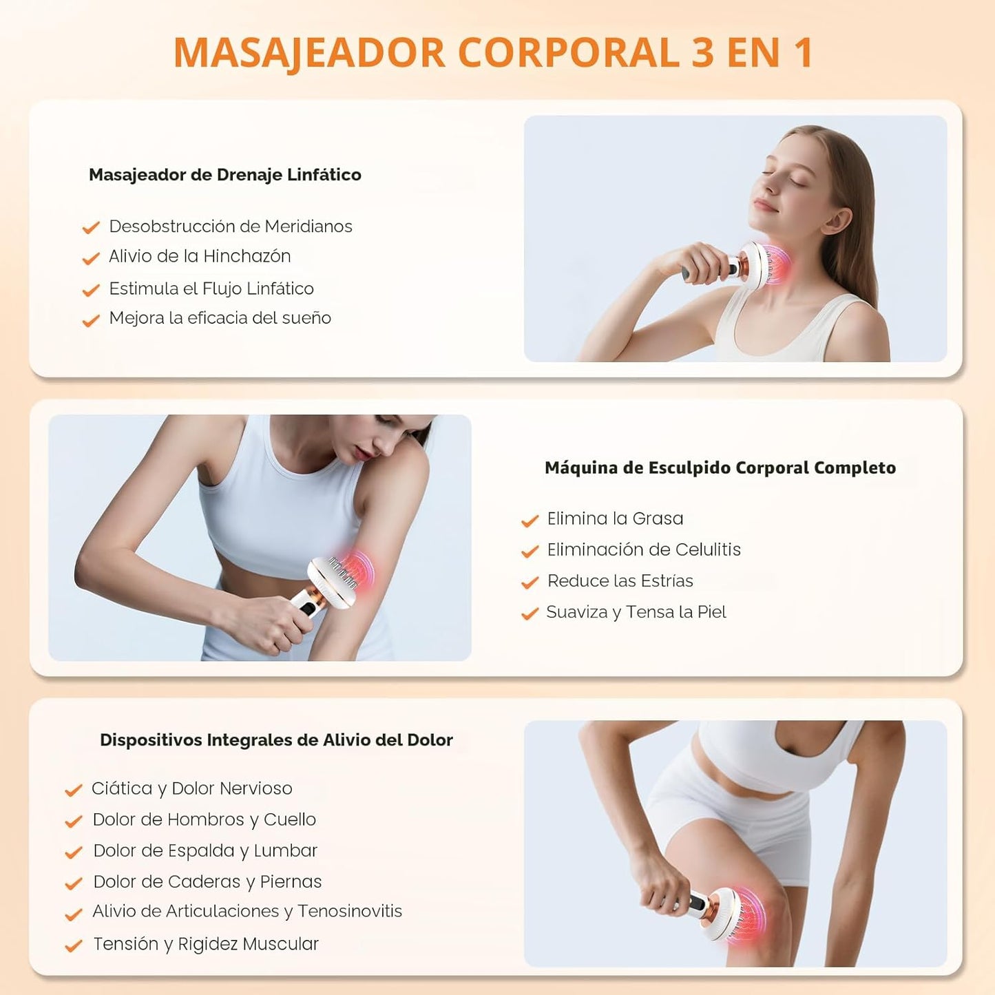 Máquina para esculpir el cuerpo 4 en 1, masajeador de drenaje linfático, herramienta de masaje Anit para celulitis, ayuda a reducir las estrías, la celulitis y la grasa, dispositivos de alivio del