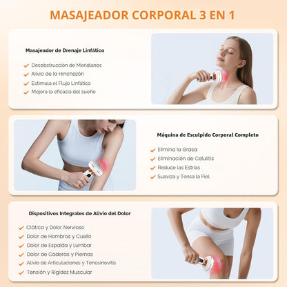 Máquina para esculpir el cuerpo 4 en 1, masajeador de drenaje linfático, herramienta de masaje Anit para celulitis, ayuda a reducir las estrías, la celulitis y la grasa, dispositivos de alivio del