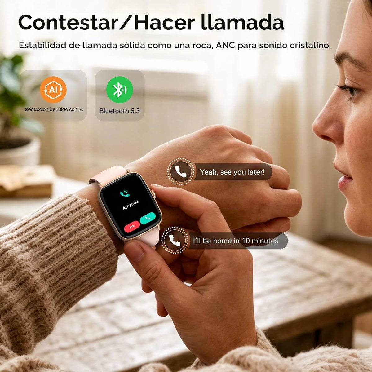 Tensky Reloj inteligente para mujer, 1.85 pulgadas HD AMOLED Fitnes...