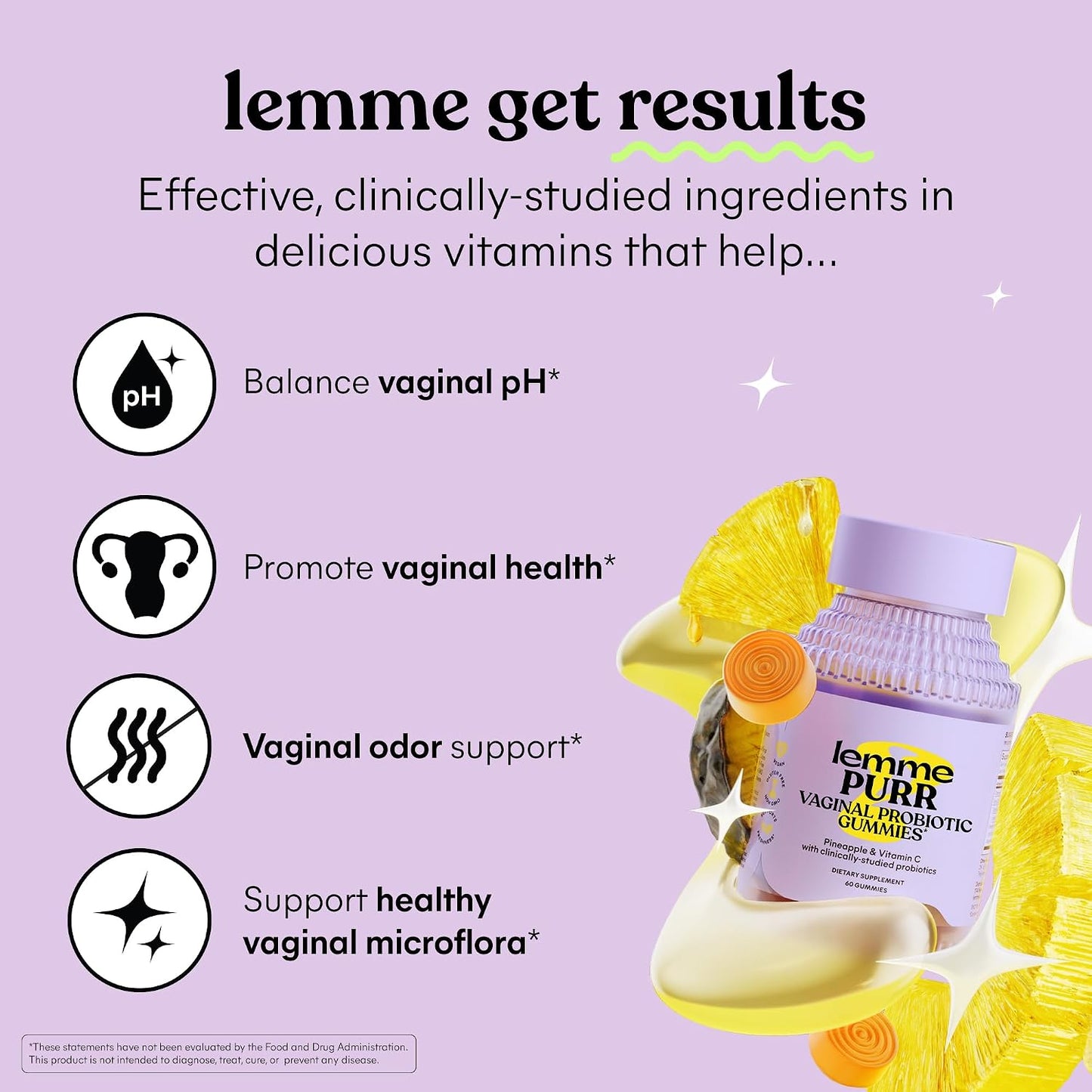 Gomas probióticas vaginales Lemme Purr para mujeres - pH equilibrad...