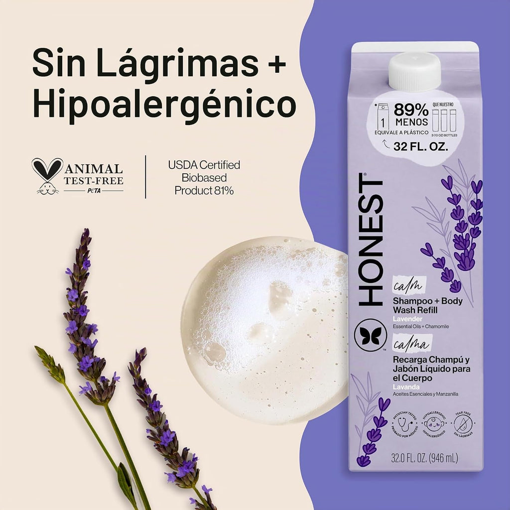 The Honest Company Champú Body Wash Recarga Cartón, Lavanda Calma,...