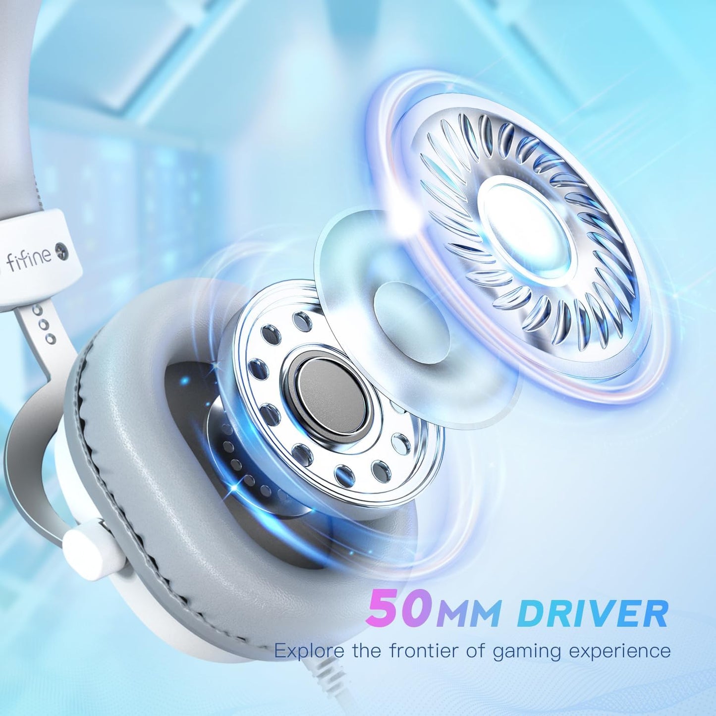 FIFINE Auriculares USB para juegos de PC con conector de audio de 3...