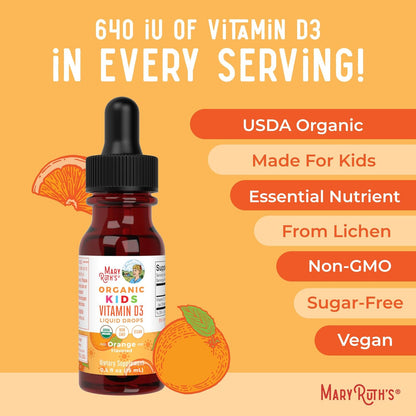 MaryRuth Organics USDA Orgánico Gotas Líquidas de Vitamina D3 para...