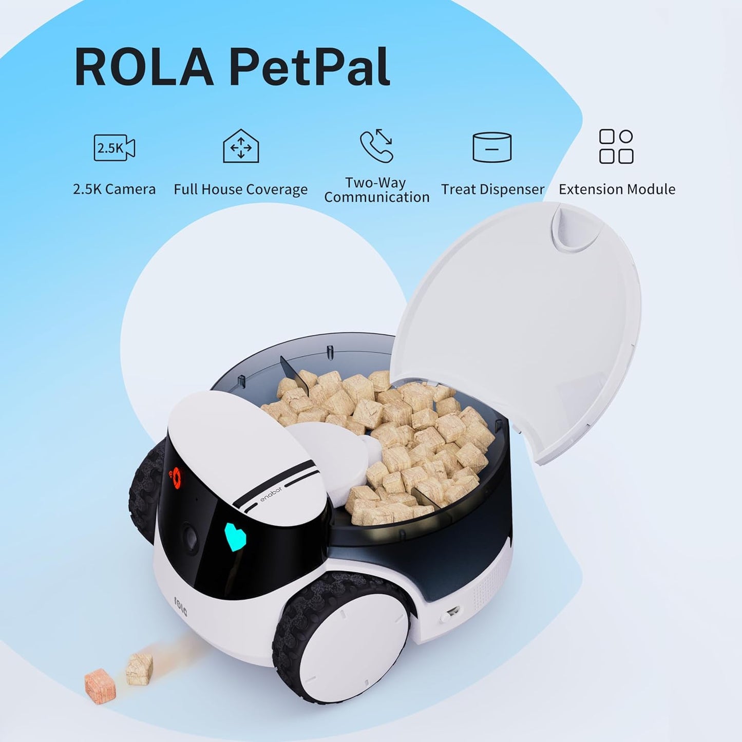Enabot EBO ROLA PetPal FamilyBot Pet Camera Robot con dispensador d...