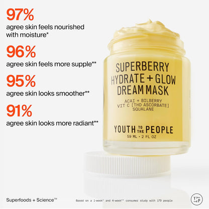 Youth To The People Superberry Hydrate + Glow Dream Mask - Hyaluron...