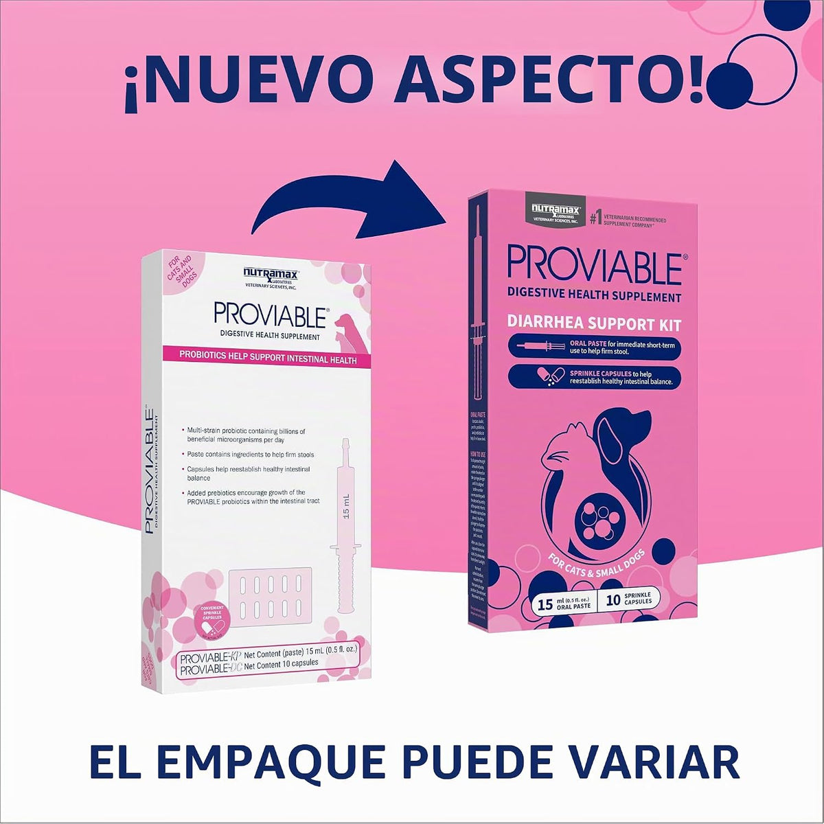 Nutramax Probióticos proviables para perros y gatos pequeños, kit d...