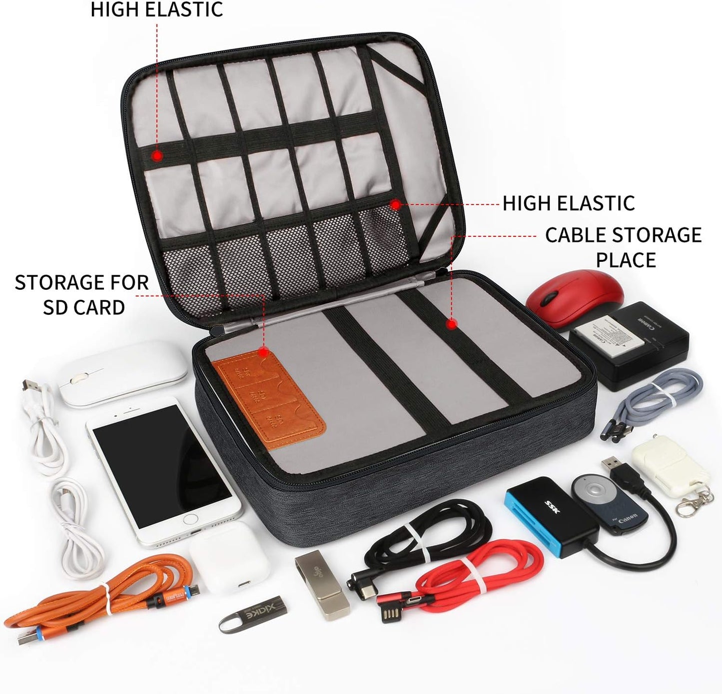 HOLIMET Bolsa organizadora de cables, bolsa de accesorios electróni...