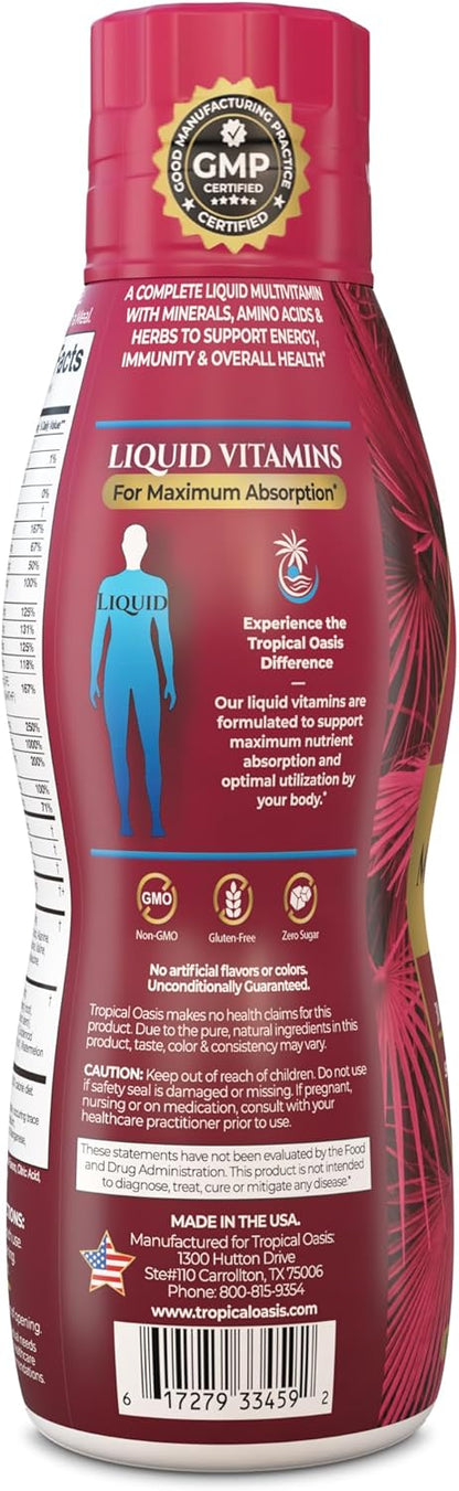Tropical Oasis Multivitamínico líquido para adultos, suplemento mul...