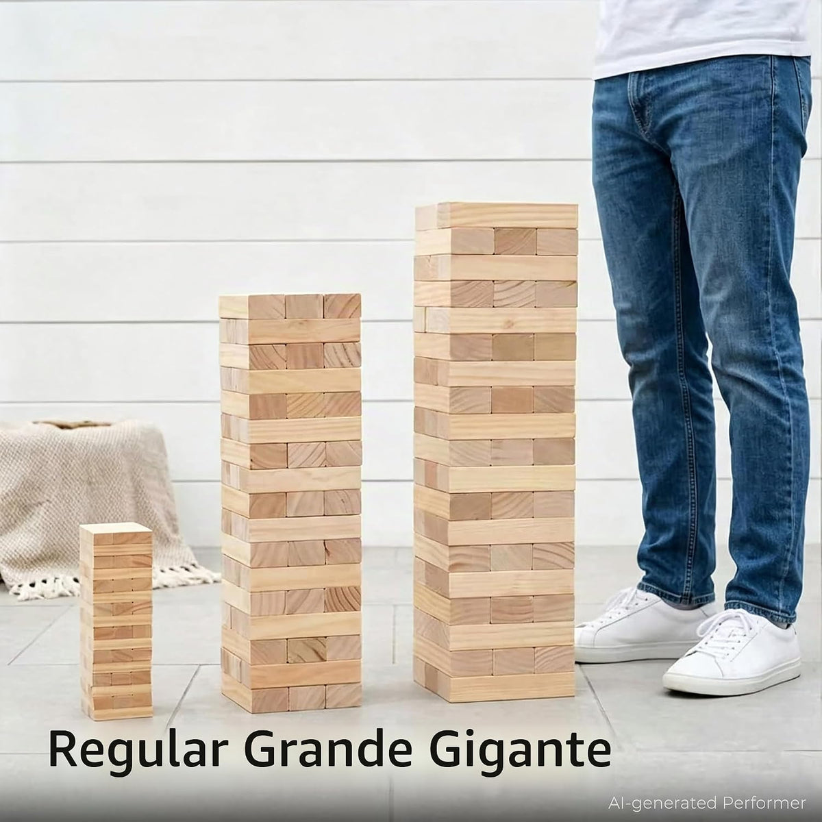 Outdoor Games - Torre grande de 54 bloques de madera, juego de apil...