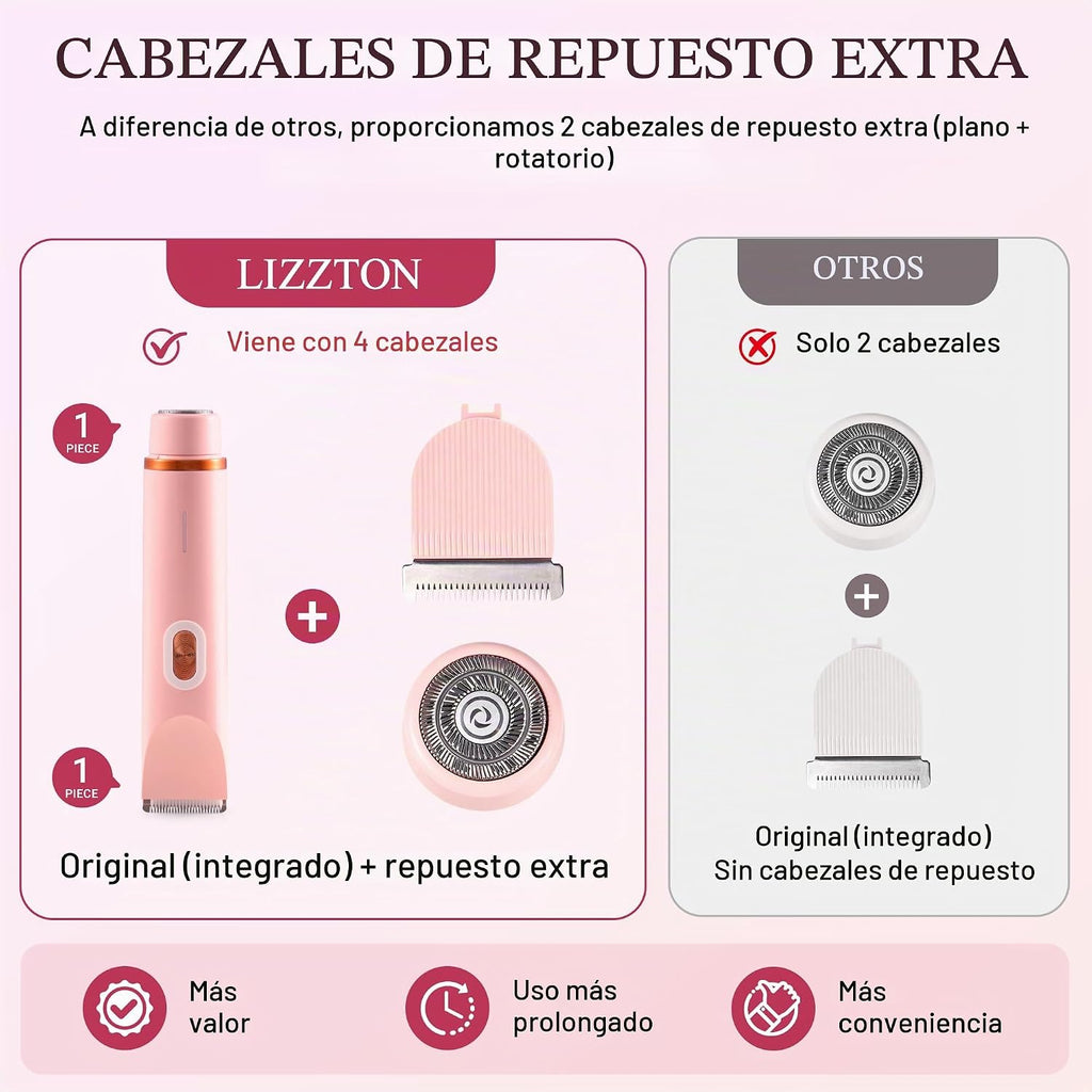 Lizzton Recortadora de bikini 2 en 1 para mujer, maquinilla de afei...