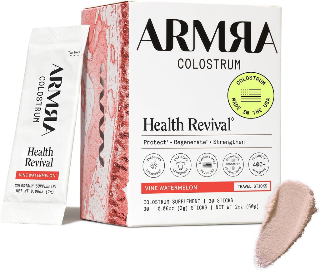 ARMRA - Polvo de calostro, sandía de vid, 30 palitos de viaje para...