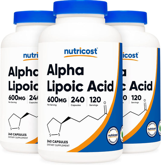 Suplemento Nutricost Ácido Alfa Lipoico, 0.02 oz por porción, 120 p...