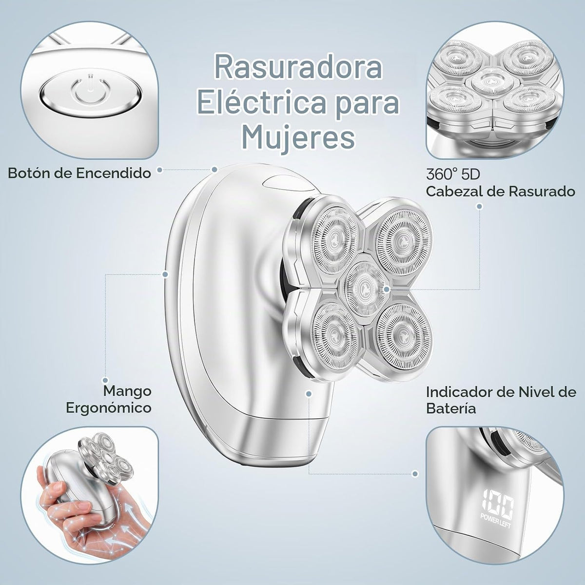 Maquinillas de afeitar eléctricas para mujer, afeitadora eléctrica...