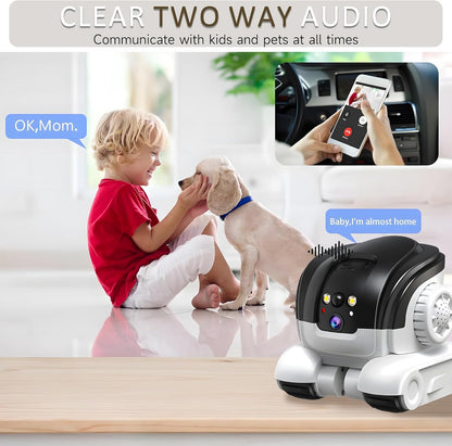 Cámara para mascotas, robot móvil 1080P para interiores con aplicac...