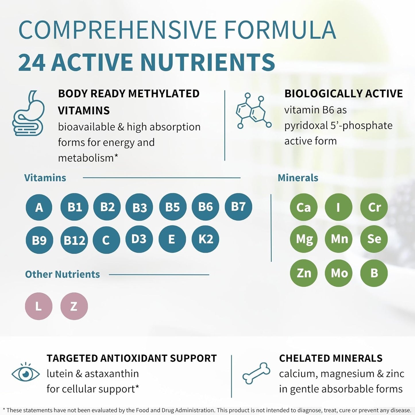 Igennus Multivitamínico metilado para mujeres de 50 años, calcio y...