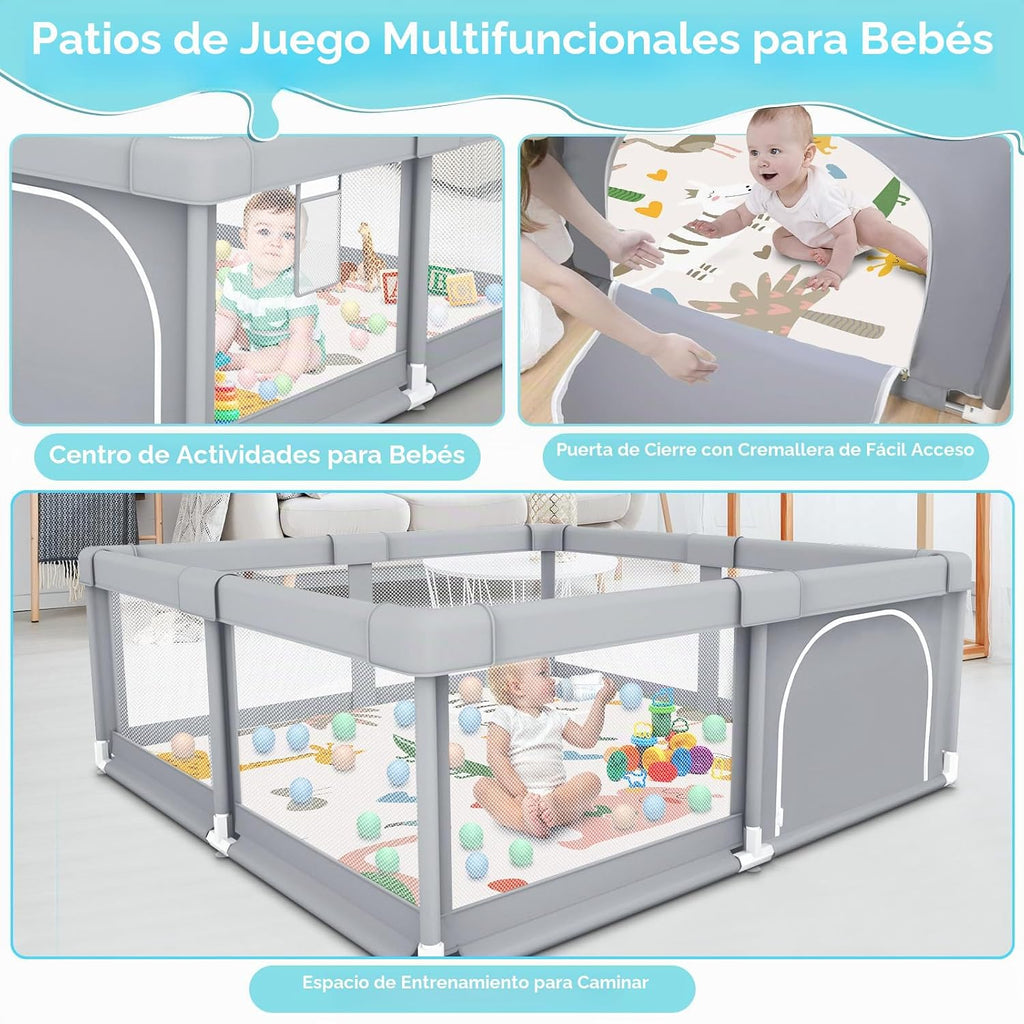 Fshibila Corralito para bebés con alfombra, corralitos para bebés y...