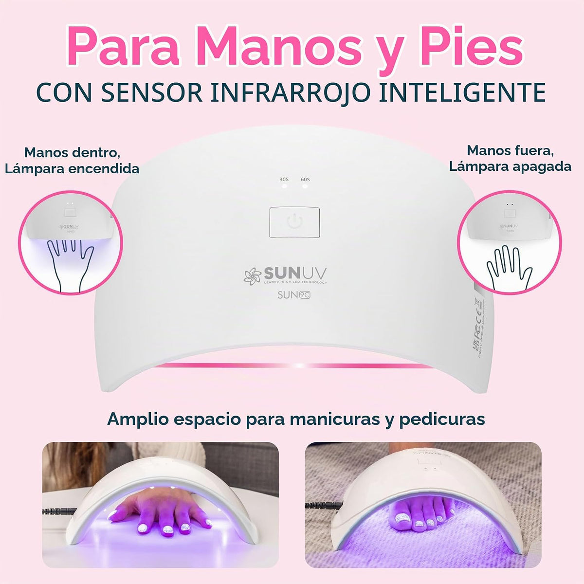 Lámpara secadora de uñas SUNUV de 24 W. , Blanco | Sensor automátic...