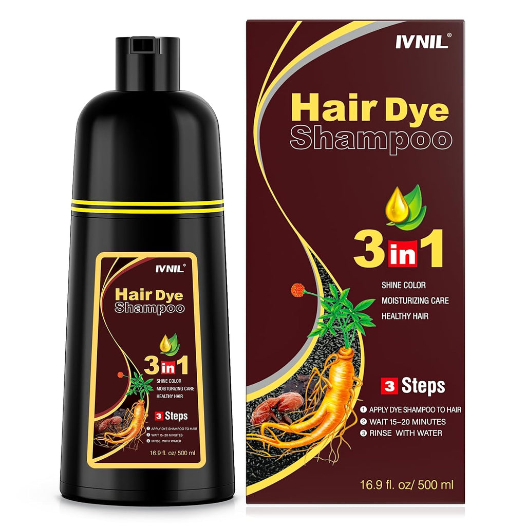 Ivnil Champú para teñir el cabello con café 3 en 1, color instantán...