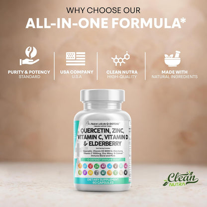 Suplemento de quercetina Q Defend con zinc, vitamina C, vitamina D,...