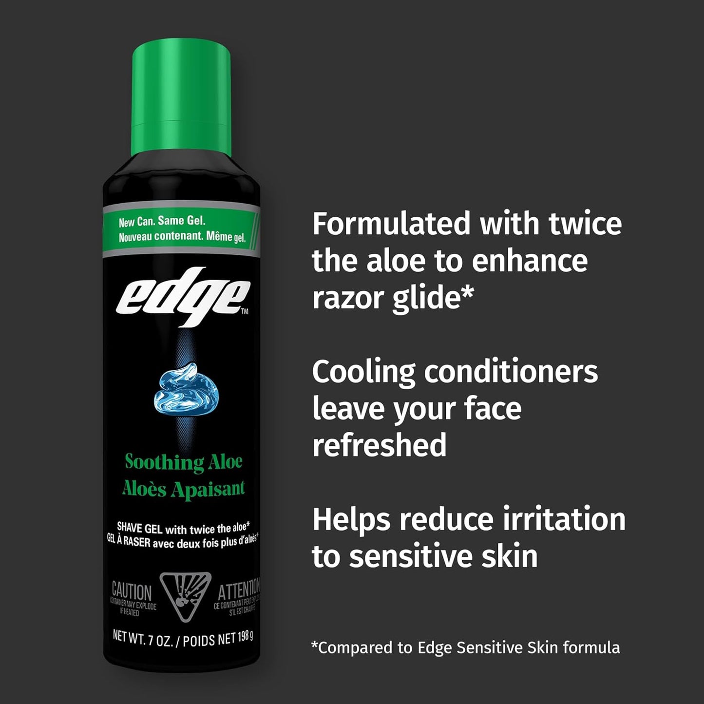 Edge Gel de afeitado para hombres, aloe calmante con dos veces el a...