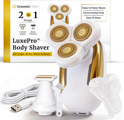 Groomie Hers LuxePro - Afeitadora eléctrica corporal para mujer, af...