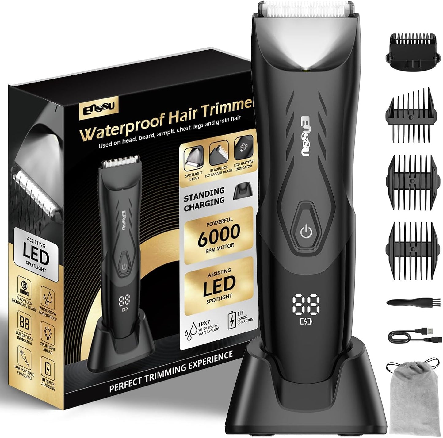 ENSSU Manscape - Recortadora de pelo corporal para hombres, recorta...