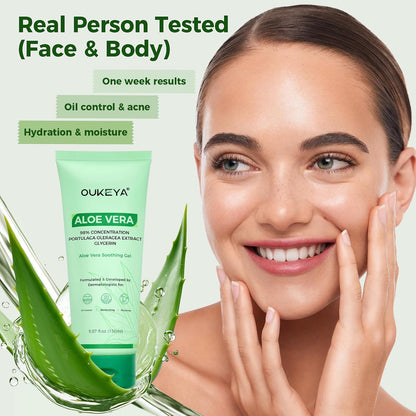 OUKEYA Gel de aloe vera: calmante, hidratante y nutritivo para cara...