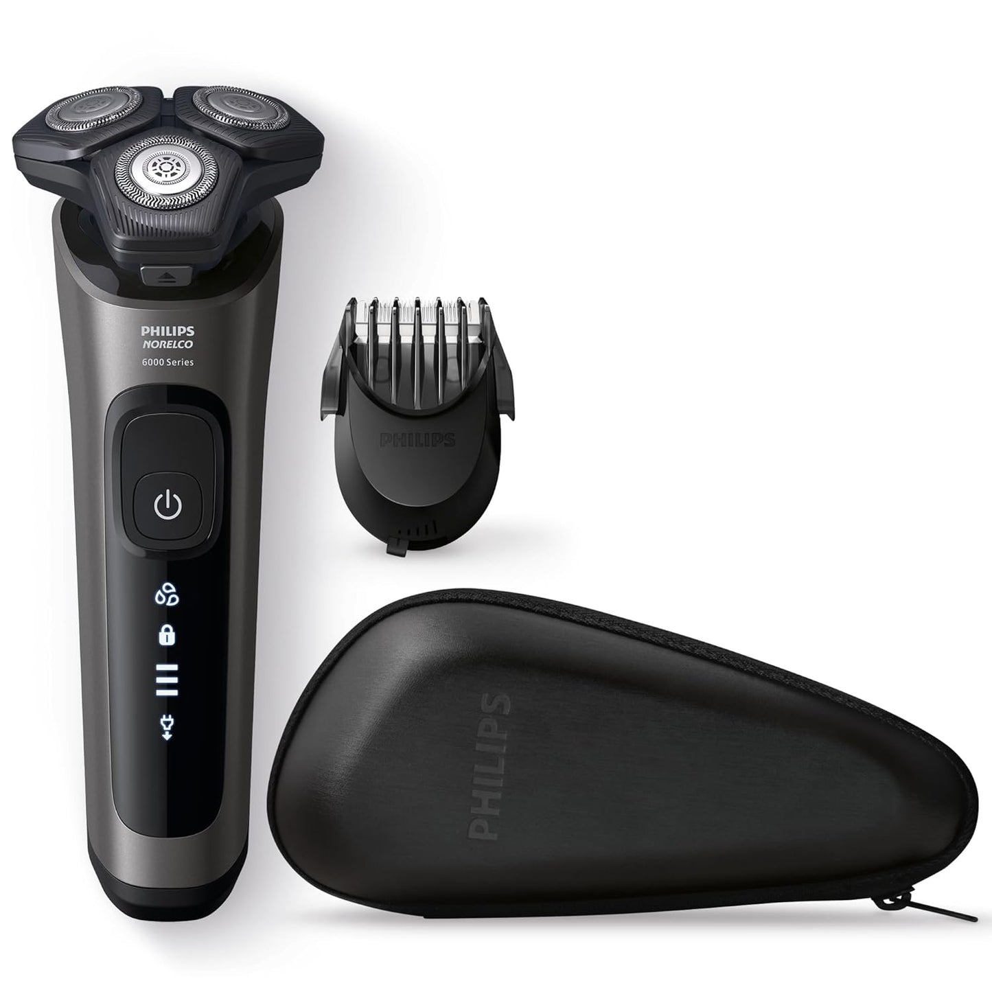 Philips Norelco Shaver 6000, afeitadora recargable en seco y húmedo con estilizador de barba 2 en 1 (5 ajustes de longitud) y recortador de precisión, S6600/90 (renovado)