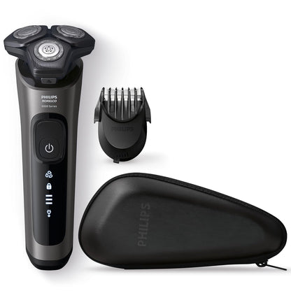 Philips Norelco Shaver 6000, afeitadora recargable en seco y húmedo con estilizador de barba 2 en 1 (5 ajustes de longitud) y recortador de precisión, S6600/90 (renovado)