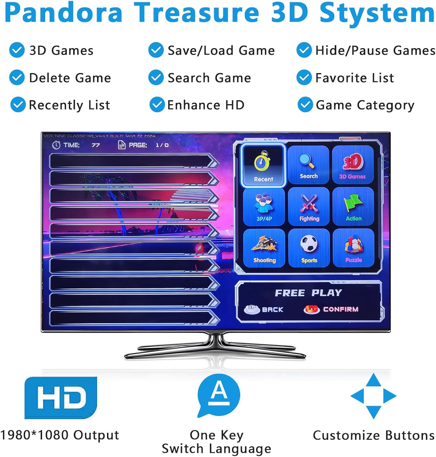 FHYRGF [32000 en 1 78S Pandora Box Arcade Game Console Compatible c...