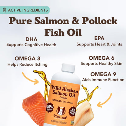 Natural Dog Company Fórmula de aceite de salmón de Alaska con Omega...